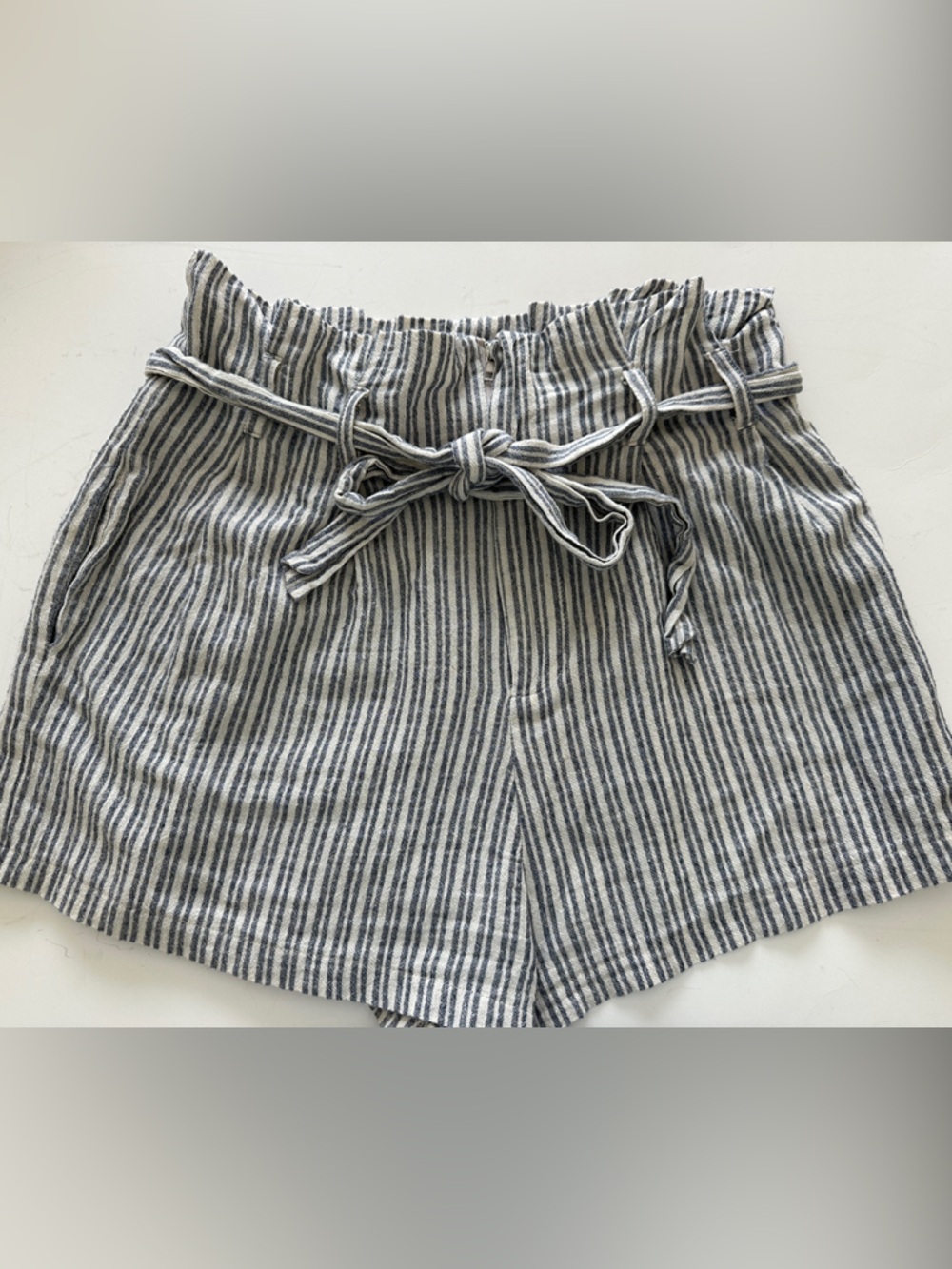Altar’d State Striped Tie-Waist Shorts - Blue & White size Large